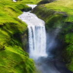 Drone picture of Skogafoss Waterfall. Part of the South Coast Tour by Arctic Mike Iceland.