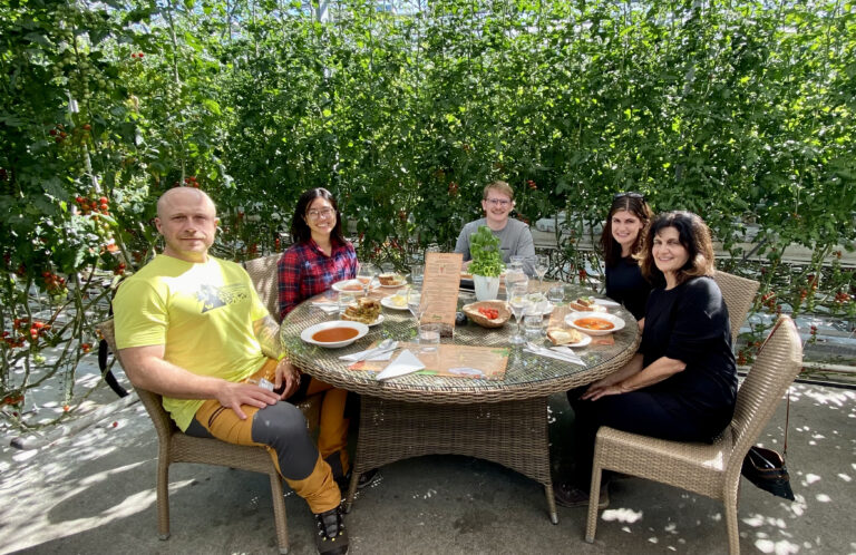 Lunch with my guests at the tomato greenhouse-Fridheimar. Part of my GEYSIR TO VÍK