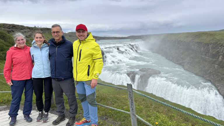 Picture of people at Gullfoss Waterfall in Iceland.