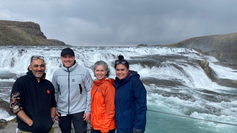 Picture of people at Gullfoss Waterfall.
