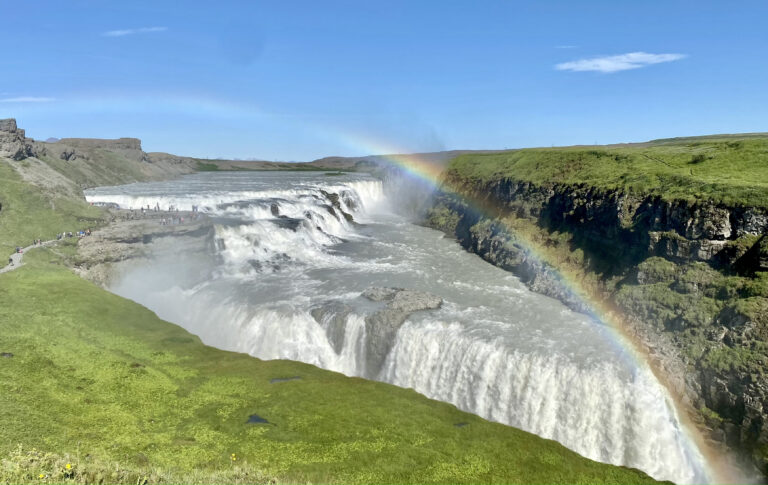 Picture of view at Gullfoss Waterfall in synny day.