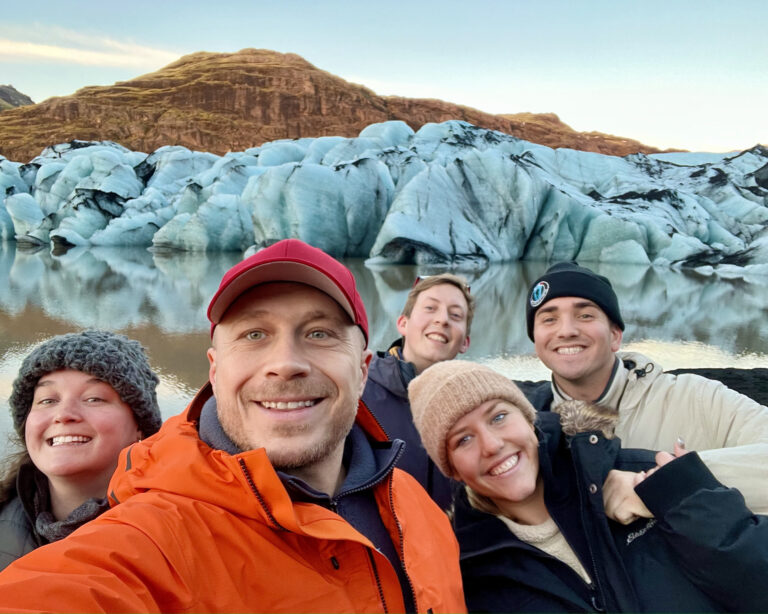 With my guests at the Solheimajokull Glacier in Iceland. Part of the South Coast of Iceland tour by Arctic Mike.