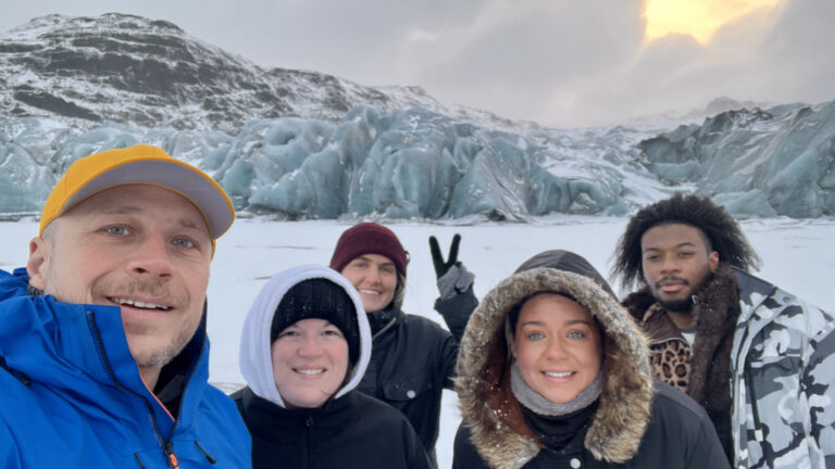 With my guests at the Solheimajokull Glacier in Iceland. Part of the South Coast of Iceland tour by Arctic Mike.