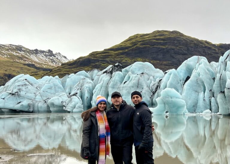 With my guests at the Solheimajokull Glacier in Iceland. Part of the South Coast of Iceland tour by Arctic Mike.