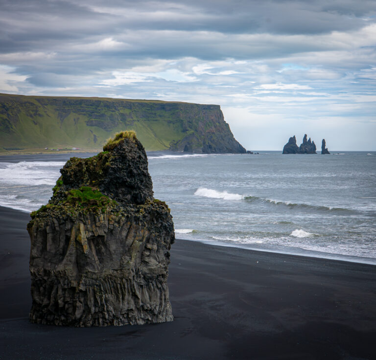 View from the Dyrholaey on the black sand beach in Iceland. Part of the South Coast of Iceland tour by Arctic Mike Iceland.